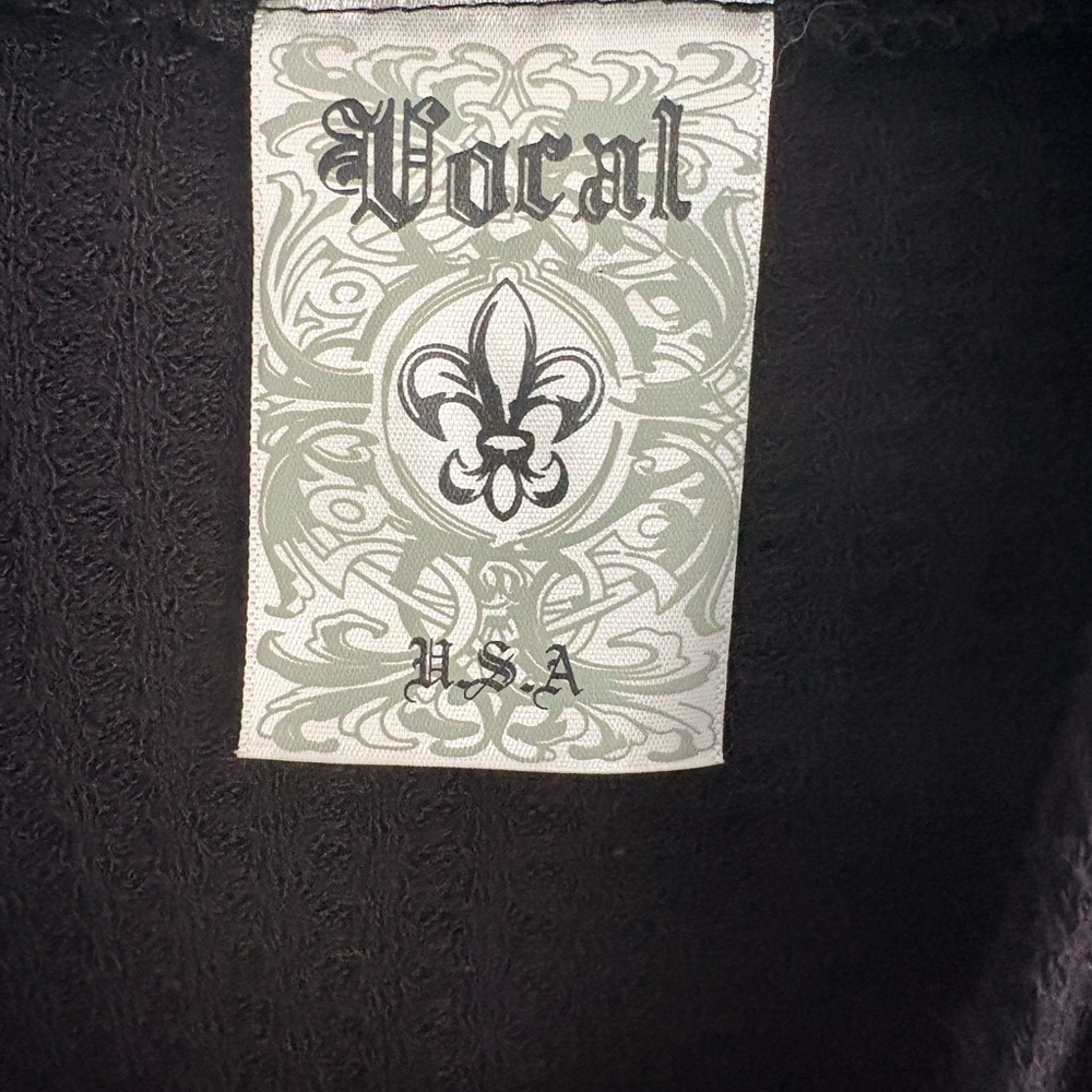 Vocal USA Rebel Rock Black Hooded Thermal Studded Wing Skull Y2K - Picture 3 of 6